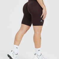 EffortlessLift™ Seamless Cycling Shorts with White Logo | 70% Cocoa