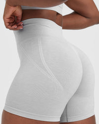 EffortlessLift™ Seamless Shorts with White Logo | Grey Marl