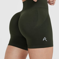 EffortlessLift™ Seamless Shorts with White Logo | Khaki