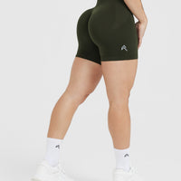 EffortlessLift™ Seamless Shorts with White Logo | Khaki