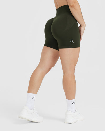 EffortlessLift™ Seamless Shorts with White Logo | Khaki