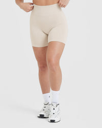 EffortlessLift™ Seamless Shorts with White Logo | Sand