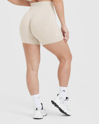 EffortlessLift™ Seamless Shorts with White Logo | Sand