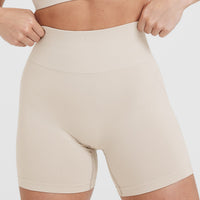 EffortlessLift™ Seamless Shorts with White Logo | Sand