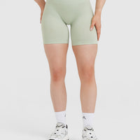 EffortlessLift™ Seamless Shorts with White Logo | Tea Green