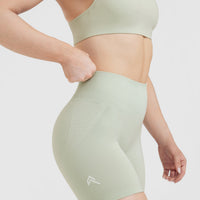 EffortlessLift™ Seamless Shorts with White Logo | Tea Green