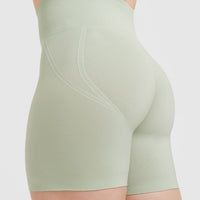 EffortlessLift™ Seamless Shorts with White Logo | Tea Green