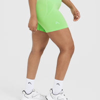 EffortlessLift™ Seamless Shorts with White Logo | Apple Green