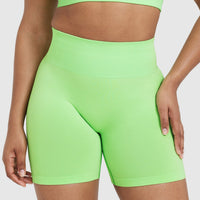 EffortlessLift™ Seamless Shorts with White Logo | Apple Green