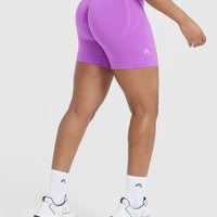 EffortlessLift™ Seamless Shorts with White Logo | Grape Purple