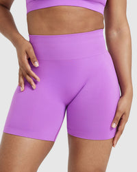 EffortlessLift™ Seamless Shorts with White Logo | Grape Purple