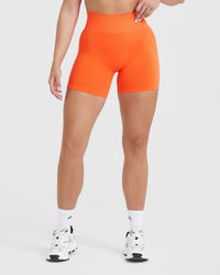 EffortlessLift™ Seamless Shorts with White Logo | Tangerine Orange