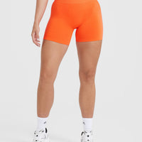 EffortlessLift™ Seamless Shorts with White Logo | Tangerine Orange