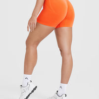 EffortlessLift™ Seamless Shorts with White Logo | Tangerine Orange