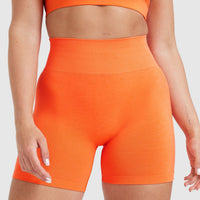 EffortlessLift™ Seamless Shorts with White Logo | Tangerine Orange