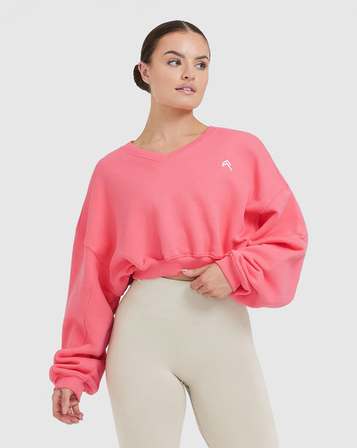 Oner Modal All Day Lightweight Oversized V-Neck Sweatshirt | Amplify Pink