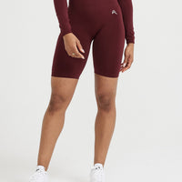 EffortlessLift™ Seamless Cycling Shorts with White Logo | Rosewood
