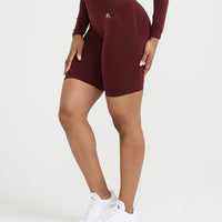 EffortlessLift™ Seamless Cycling Shorts with White Logo | Rosewood