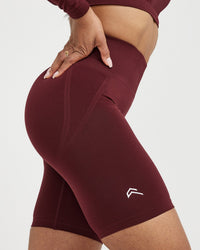 EffortlessLift™ Seamless Cycling Shorts with White Logo | Rosewood