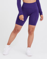 EffortlessLift™ Seamless Cycling Shorts with White Logo | Amethyst