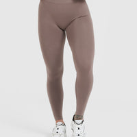 EffortlessLift™ Seamless Leggings with White Logo | Washed Cool Brown
