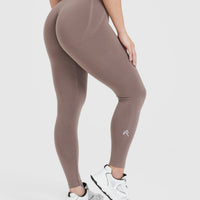 EffortlessLift™ Seamless Leggings with White Logo | Washed Cool Brown