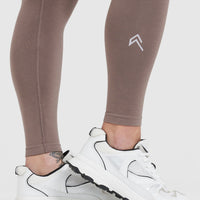 EffortlessLift™ Seamless Leggings with White Logo | Washed Cool Brown