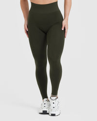 EffortlessLift™ Seamless Leggings with White Logo | Khaki