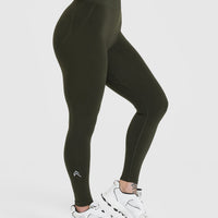EffortlessLift™ Seamless Leggings with White Logo | Khaki