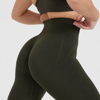 EffortlessLift™ Seamless Leggings with White Logo | Khaki