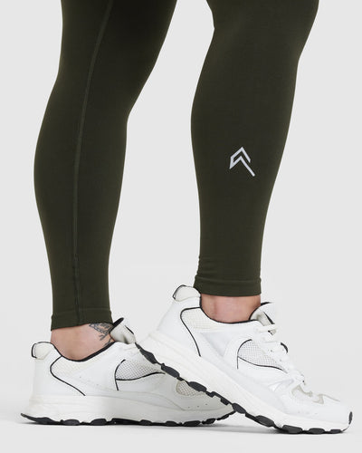 EffortlessLift™ Seamless Leggings with White Logo | Khaki