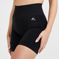 EffortlessLift™ Seamless Shorts with White Logo | Black