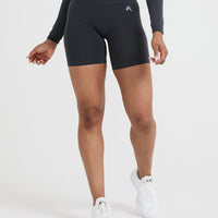 EffortlessLift™ Seamless Shorts with White Logo | Coal