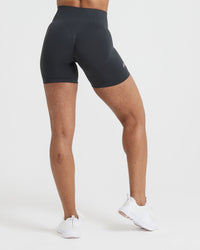EffortlessLift™ Seamless Shorts with White Logo | Coal