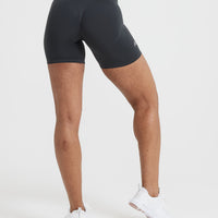 EffortlessLift™ Seamless Shorts with White Logo | Coal