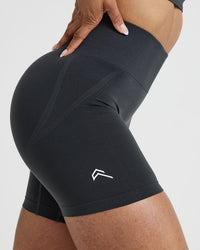 EffortlessLift™ Seamless Shorts with White Logo | Coal