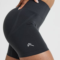 EffortlessLift™ Seamless Shorts with White Logo | Coal