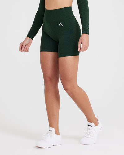 EffortlessLift™ Seamless Shorts with White Logo | Evergreen
