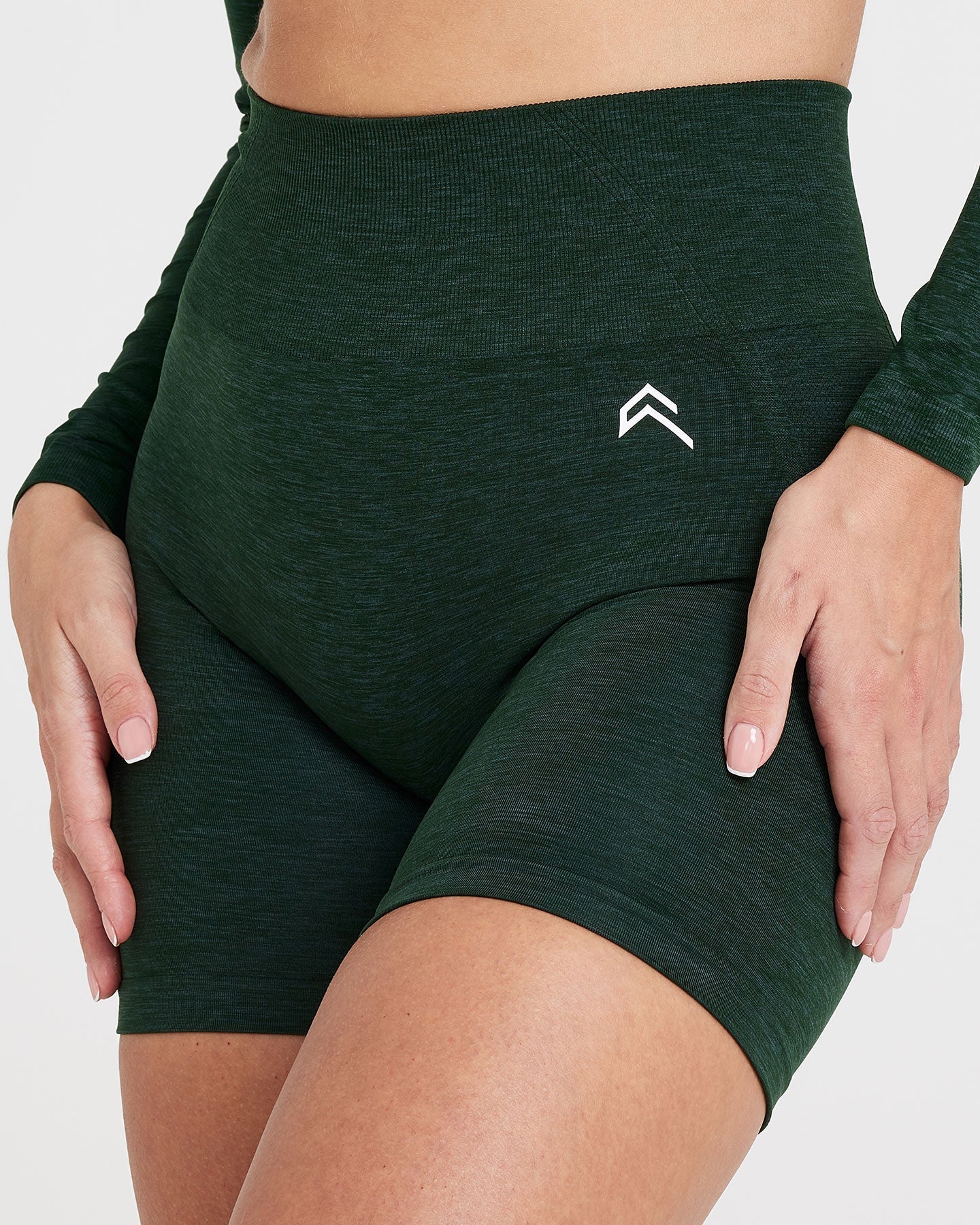 EffortlessLift™ Seamless Shorts with White Logo | Evergreen