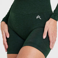 EffortlessLift™ Seamless Shorts with White Logo | Evergreen