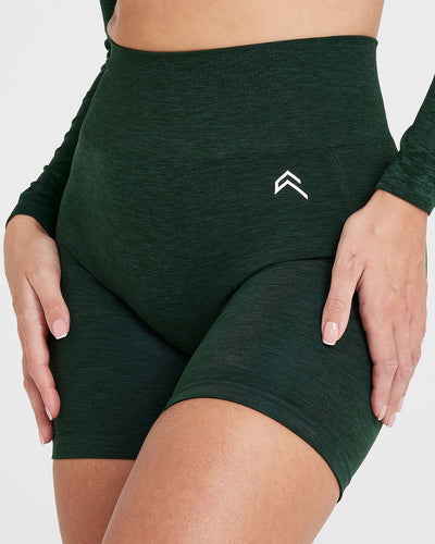 EffortlessLift™ Seamless Shorts with White Logo | Evergreen