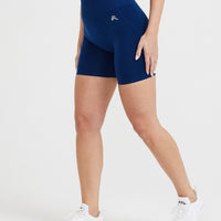 EffortlessLift™ Seamless Shorts with White Logo | Midnight