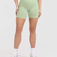EffortlessLift™ Seamless Shorts with White Logo | Mint Green