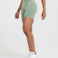 EffortlessLift™ Seamless Shorts with White Logo | Sage