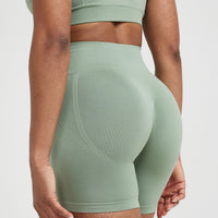 EffortlessLift™ Seamless Shorts with White Logo | Sage