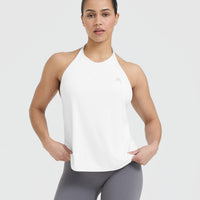 Go To High Neck Loose Crop Vest | White