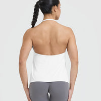 Go To High Neck Loose Crop Vest | White