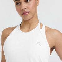 Go To High Neck Loose Crop Vest | White