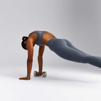 EffortlessLift™ Seamless Leggings with Grey Logo | Light Granite Blue