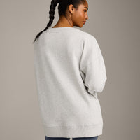 Cotton Vintage Lounge V Neck Sweatshirt | Light Grey Marl